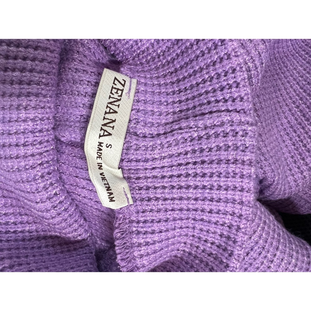 Zenana Womens Purple Waffle Knit 2 Piece Set Mock Neck Top Wide Leg Pants Small - Picture 6 of 15